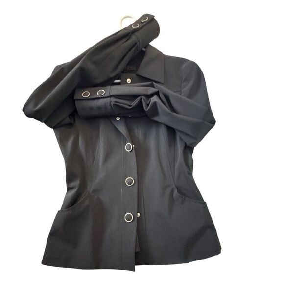 Escada Womens Black Button-Up Jacket Size 34 Long Sleeves Slim Fit Elegant Desig - Picture 7 of 12